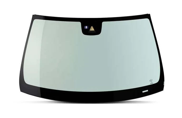 A Mercedes-Benz windshield on a white background.