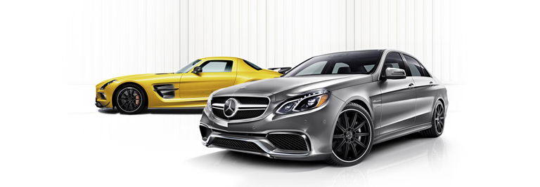 Yellow AMG 2014 SLS Coupe and Black AMG E63