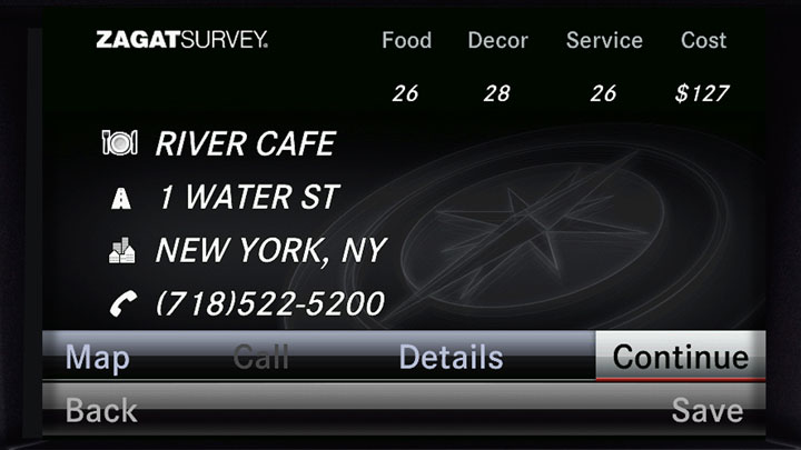 80GB hard-drive navigation with Zagat� Survey