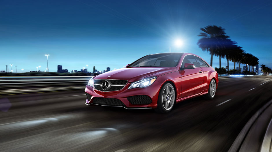 Coupe in Mars Red with standard 18-inch AMG wheels