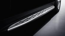 Brushed aluminum running boards with rubber studs