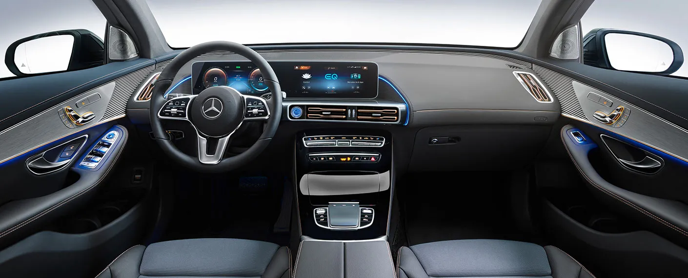 Interior shot of Mercedes-Benz EQC electric vehicle