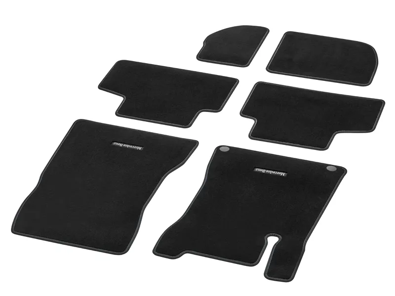 Velour floor mats CLASSIC, set, 6-piece, ocean topstitching glb250w