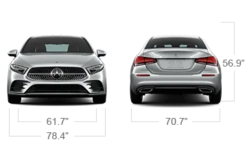 model front and back view diensions