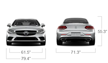 model front and back view diensions