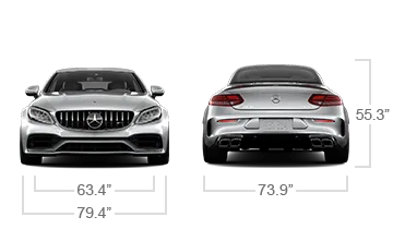 model front and back view diensions