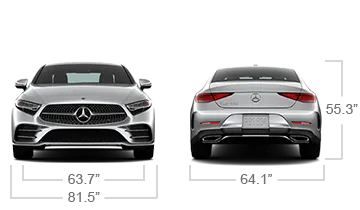 model front and back view diensions