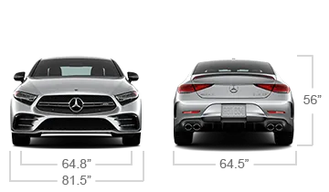 model front and back view diensions