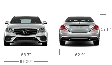 model front and back view diensions