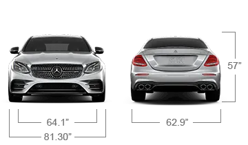 model front and back view diensions