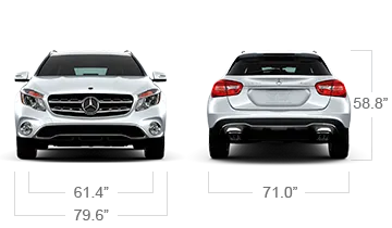 model front and back view diensions