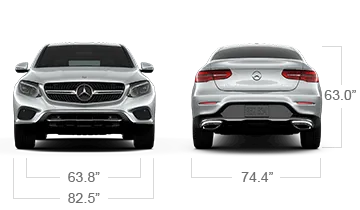 model front and back view diensions