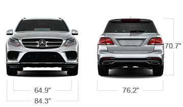 model front and back view diensions