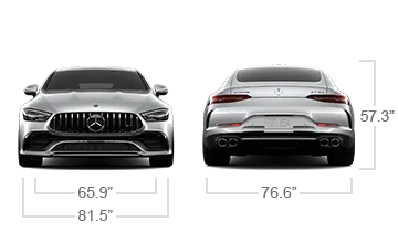 model front and back view diensions