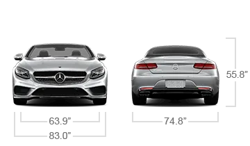 model front and back view diensions