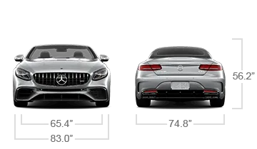 model front and back view diensions