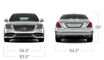 model front and back view diensions