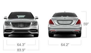 model front and back view diensions
