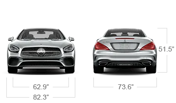 model front and back view diensions