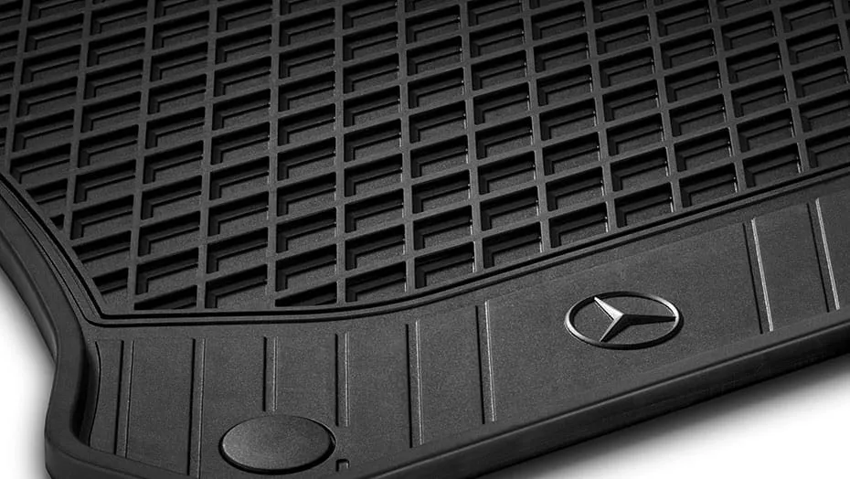 All-season front and rear floor mats, black rubber