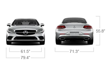 model front and back view diensions