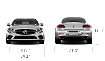model front and back view diensions