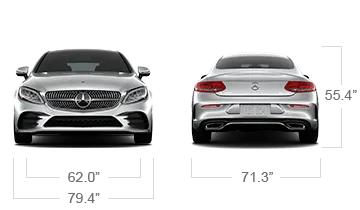 model front and back view diensions
