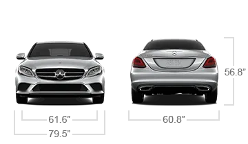 model front and back view diensions
