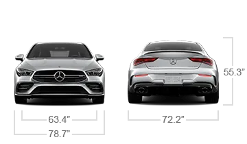 model front and back view diensions