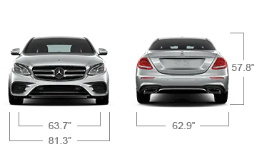 model front and back view diensions