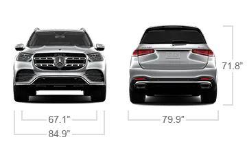 model front and back view diensions