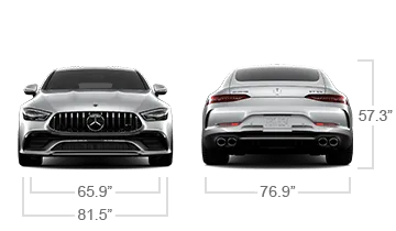 model front and back view diensions