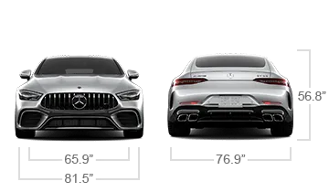 model front and back view diensions