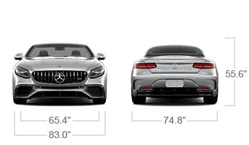 model front and back view diensions