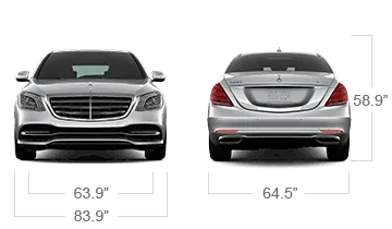 model front and back view diensions