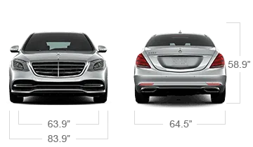 model front and back view diensions