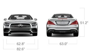 model front and back view diensions