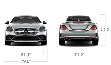 model front and back view diensions