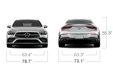 model front and back view diensions