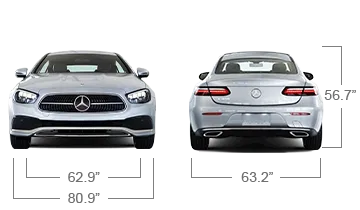 model front and back view diensions