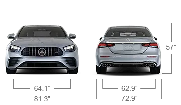 model front and back view diensions