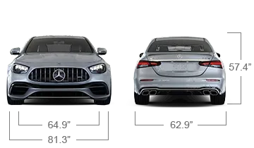 model front and back view diensions