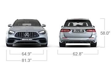 model front and back view diensions