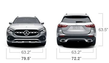 model front and back view diensions