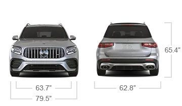 model front and back view diensions