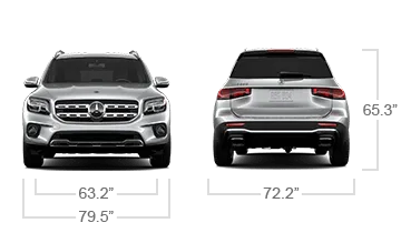 model front and back view diensions