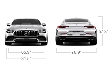 model front and back view diensions
