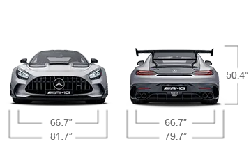 model front and back view diensions
