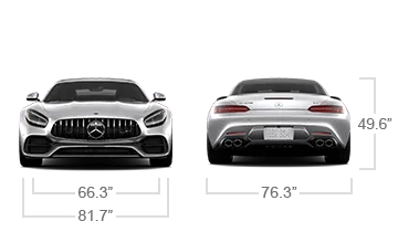 model front and back view diensions