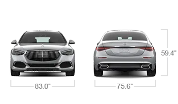 model front and back view diensions